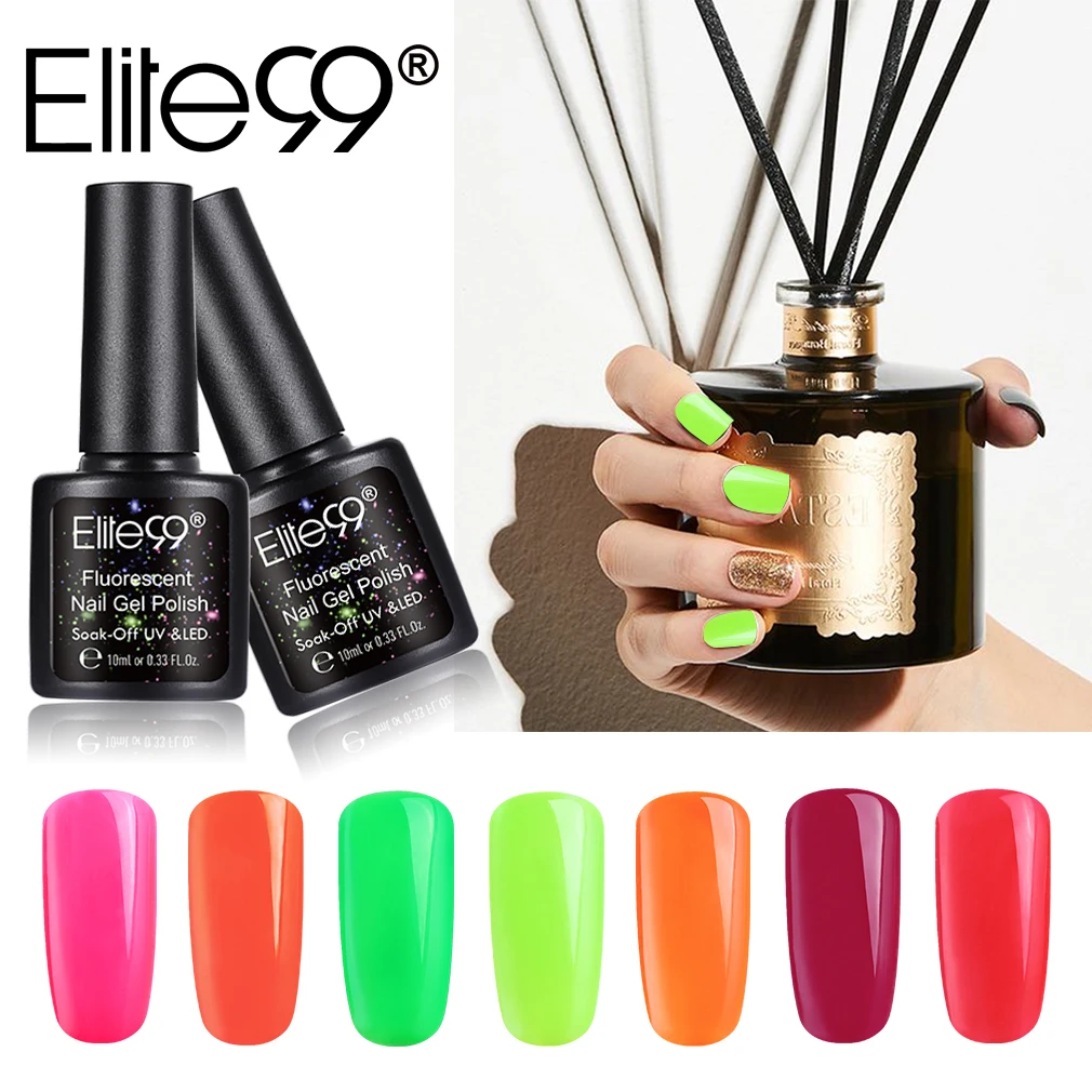 

Elite99 10ML Fluorescence UV Gel Nail Polish Soak Off Primer Shinning Gel Varnish Luminous Neon Candy Color Nail Gel Art Design