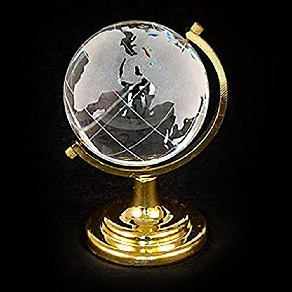 

Round Earth Globe Glass Sphere Ball Crystal World Map Crafts Art 6.5*4.5*4.5cm Paperweight Stand