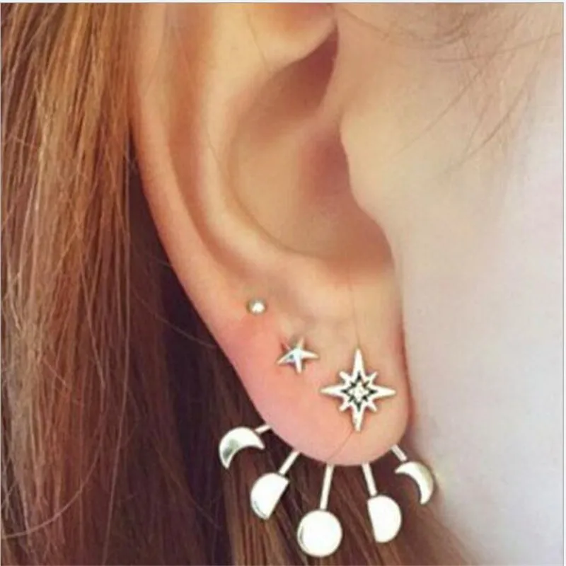 2017 New Fashion Jewelry Silver Plated Stud Earrings Lucky Clover Scrub