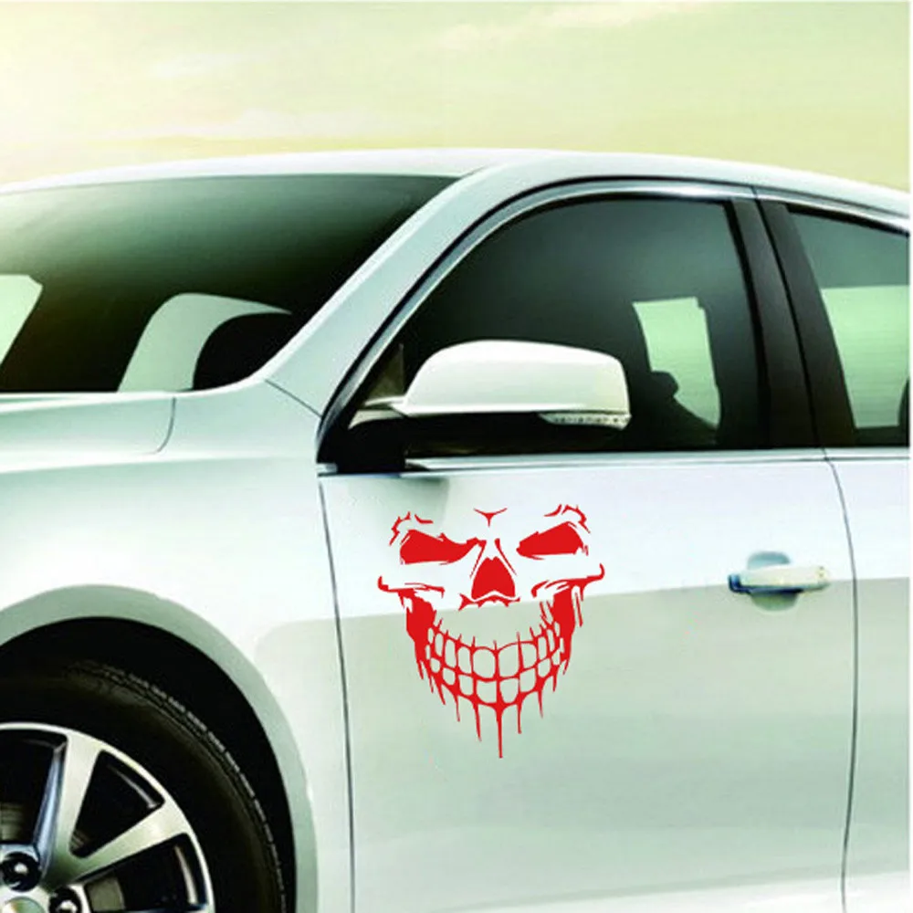 Reflective Skull Head Car Stickers Styling Removable self adhesive