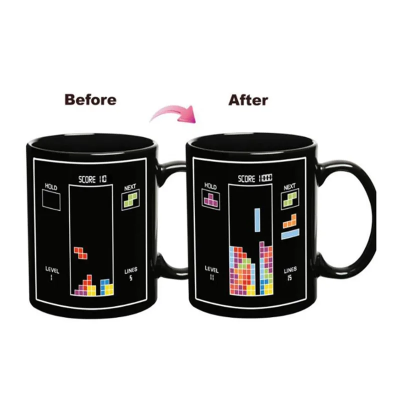 

Tetris Color Change Mug Temperature Changing Tea Coffee Mugs Magic Ceramic Mug Gift for Tetris fans