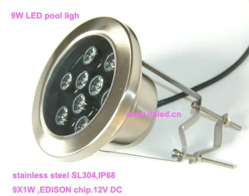 Grátis por Dhl!! Conduziu a Luz Piscina com Aro Frete Boa Qualidade Ip68 9 w Subaquática Levou Luz 12 v Dc Ds 10 30 9w Tensão Constante