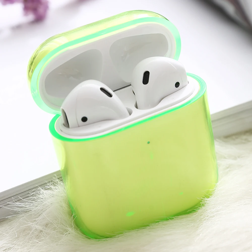 Green Для Apple Air pods зарядный футляр для наушников жесткий прозрачный беспроводной Bluetooth чехол для наушников для Airpods чехол - Цвет: Green