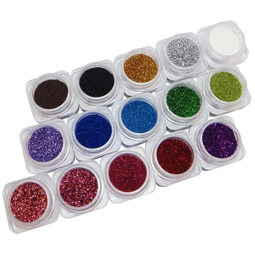 15 Colors made in Taiwan Beauty Random Nail Art Regular Color Glitter Sparkle Cosmetic Dust