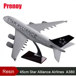45 см смолы A380 модель самолета Star Alliance Airlines модель самолета Airbus Airways модель A380 авиации творческий подарок украшение