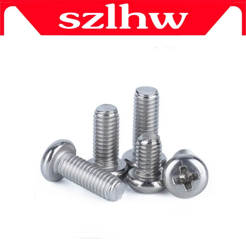 

High quality 50Pcs M2 M2.5 M3 M4 ISO7045 DIN7985 GB818 304 Stainless Steel Cross Recessed round Pan Head Screws Phillips Screws