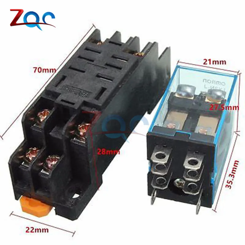 Катушка силовое реле 12 В DC LY2NJ миниатюрное реле DPDT 8 контактов 10A 240VAC LY2 LY2 JQX-13F с PTF08A