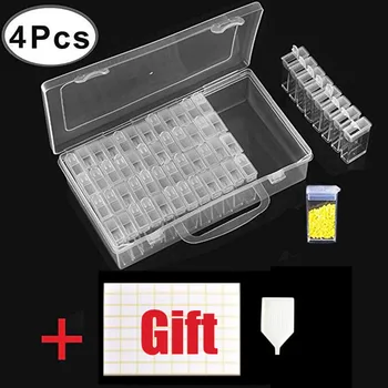 

4pc 64Slots Diamond Embroidery Box TOOL,Jewelry Drill Storage Boxes, Plastic Diamond Painting Accessories Boxes for DIY Craft