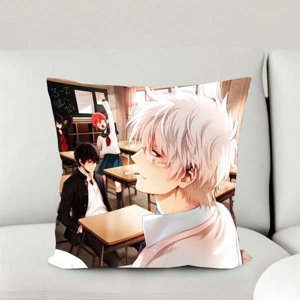 

Oct. Gift New Style Home Textile Gin Tama Anime 2WT 2way One-sided Two-sided Cartoon Square Pillow Case #40976B