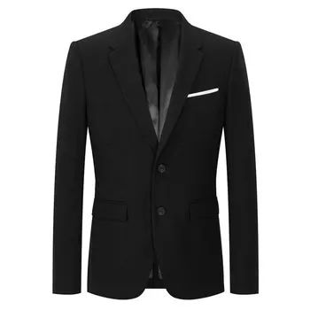 

Korean slim fit fashion cotton blazer Suit Jacket black blue plus size M to 3XL Male blazers Mens coat Wedding