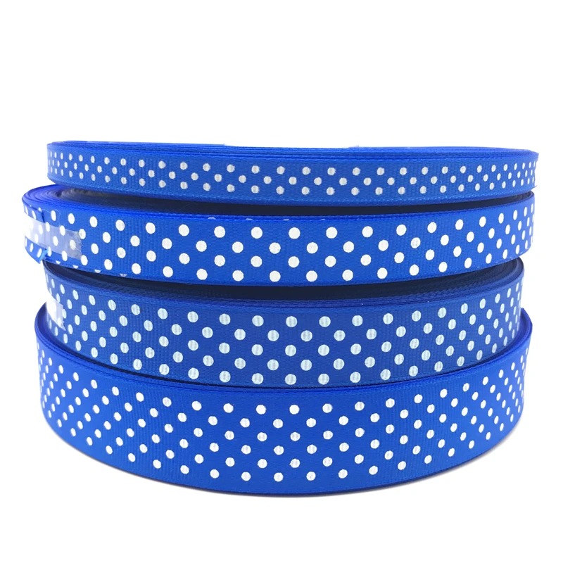Grosgrain Ribbon 10mm 15mm 20mm 25mm 5yards Grosgrain Ribbon Printing Polka Dot Hair Bow Party Christmas Wedding Decoration DIY Gift Wrapping