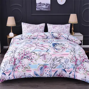 

ZEIMON Luxury Bedding Set Colorful Flowers Pattern Warm Family Pillowcases 2/3pcs Duvet Cover Sets Soft Bedspread For Home Decor