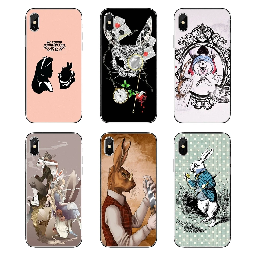 

Soft Transparent Shell Covers For Motorola Moto X4 E4 E5 G5 G5S G6 Z Z3 G3 C Play Plus rabbit alice in wonderland