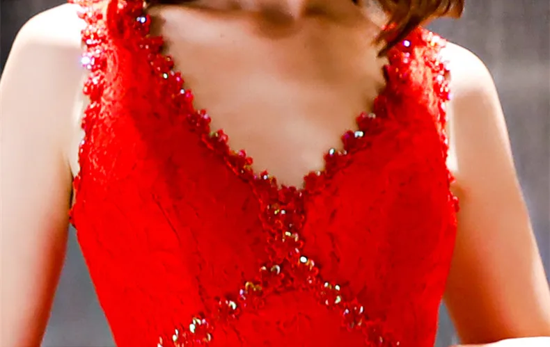 JaneVini 2019 пикантные красные блестками Русалка длинное платье подружки невесты V образным вырезом спинки кружево развертки поезд Элегантный