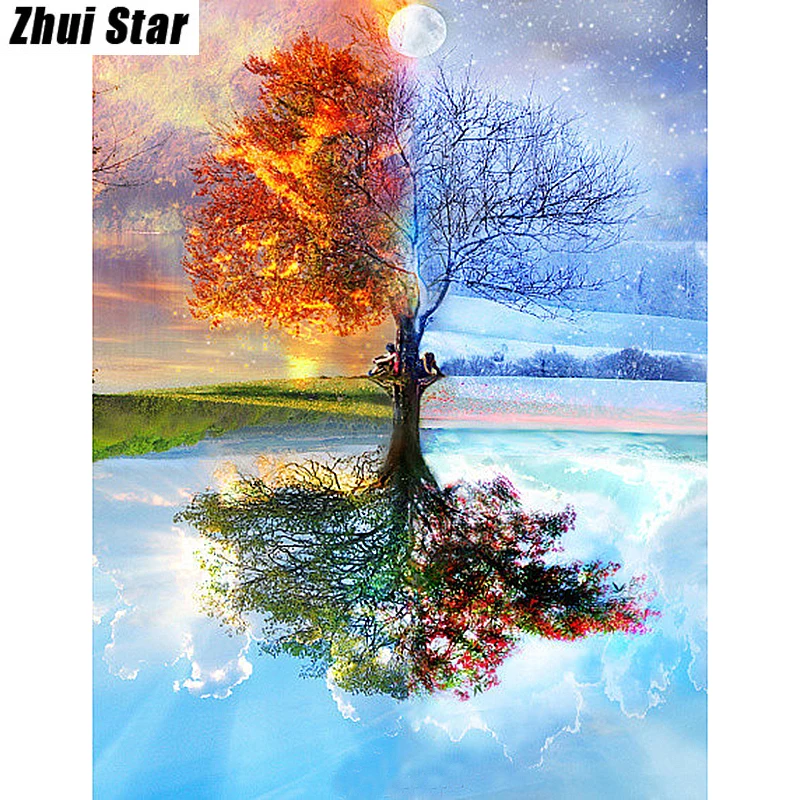 

Full Square Drill 5D DIY Diamond Painting "Four Seasons Tree" Embroidery Cross Stitch Rhinestone Mosaic Painting Decor Gift VIP