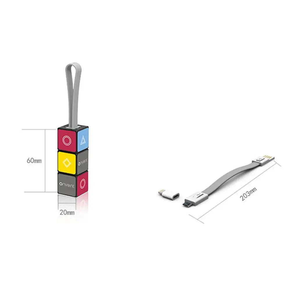 Микро USB кабель адаптер Magic Cube для iPhone iPad Android Type C брелок 3 в 1 портативная линия