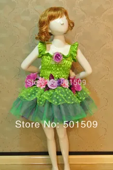 

Free shipping fairy tale glitter green floral tutu princess costume ballet dance dress fairy tale dress party/festival halloween