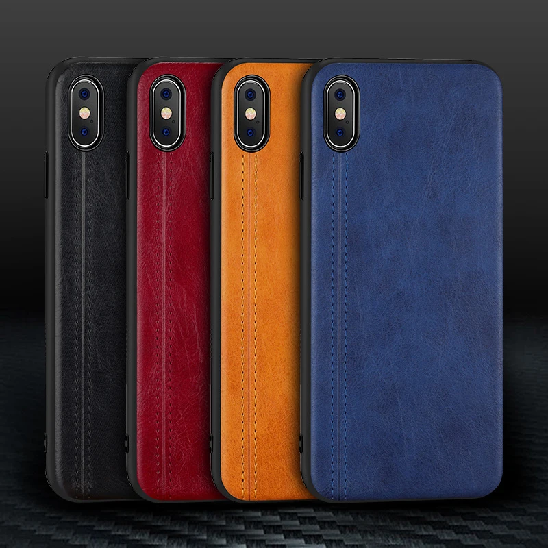 

PU Leather Pattern Phone Case for iphone 7 8 6 6s plus Case Soft Solid color Protective Back Cover For iphone X xs max XR Case
