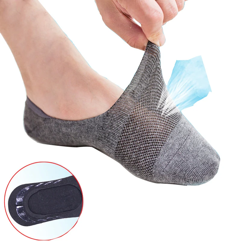 

2019 Men's mesh Invisible Cotton Socks Male Short No Show Sock Summer Thin Breathable Casual Dress Socks 5 pairs Size EUR 39-44