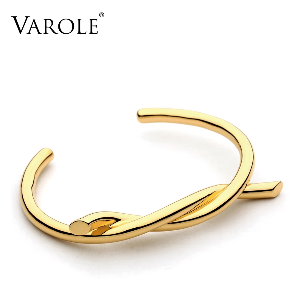 Браслет VAROLE Line Twist браслеты-манжеты браслеты для женщин Noeud нарукавная повязка золотого цвета браслет Manchette Браслеты Pulseiras - Окраска металла: Gold Color