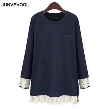 Lace Decoration T-Shirt Women Vogue Fashion Hot Sale Top Elegant Retro Vintage Patchwork T shirts Robe Club Party Tees Tops