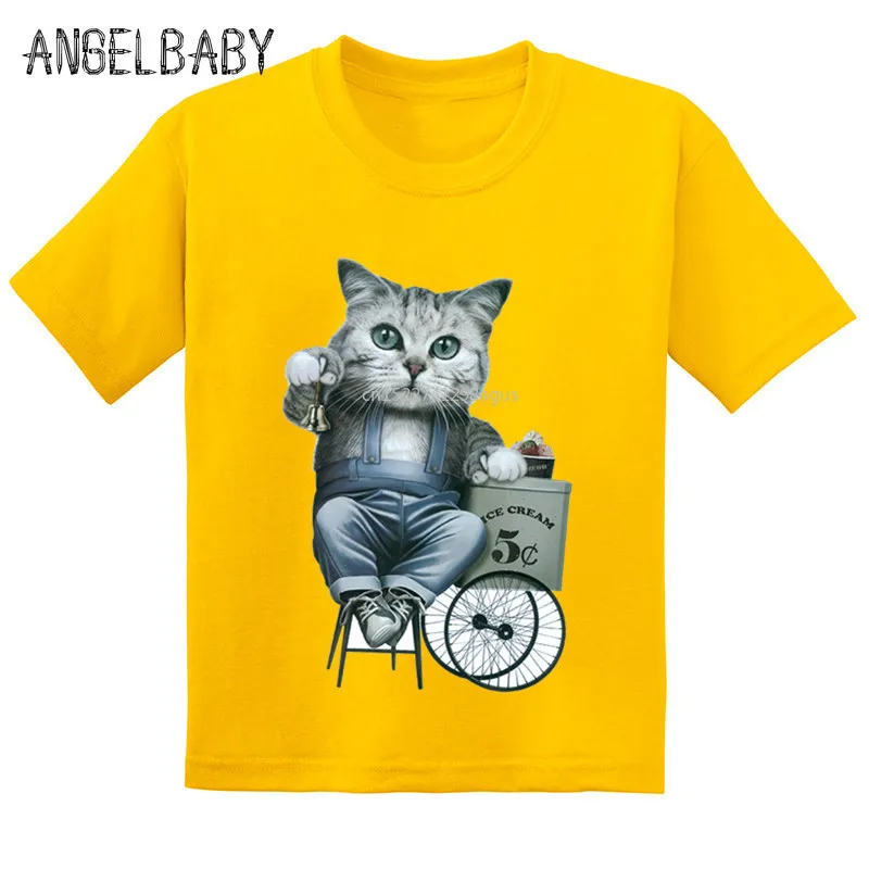 

Hot Sale 3D Real Cat Print Kids Funny T-shirt Baby Girls Summer Cotton Short Sleeve T shirt Boys Cute Casual Clothes,GKT279