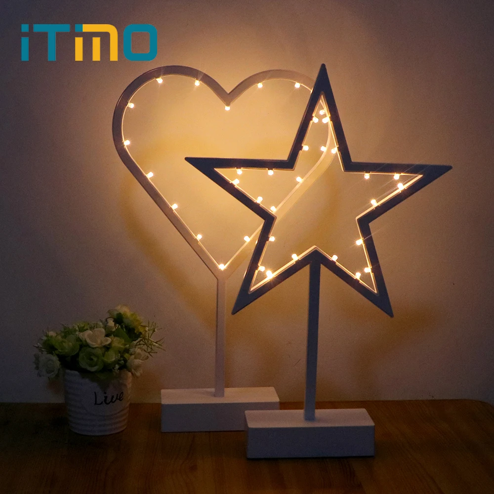 

iTimo LED Night Light Star and Heart Style Eye Protection Ambient Light Home Decor Table Bedside Atmosphere Lamp Sleep Light