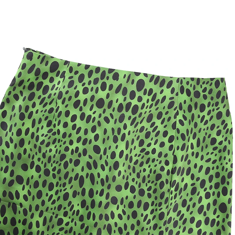 Rockmore/зеленая юбка с высокой талией, с принтом в виде леопарда, с разрезом, для женщин, до середины икры, модные повседневные юбки, женская