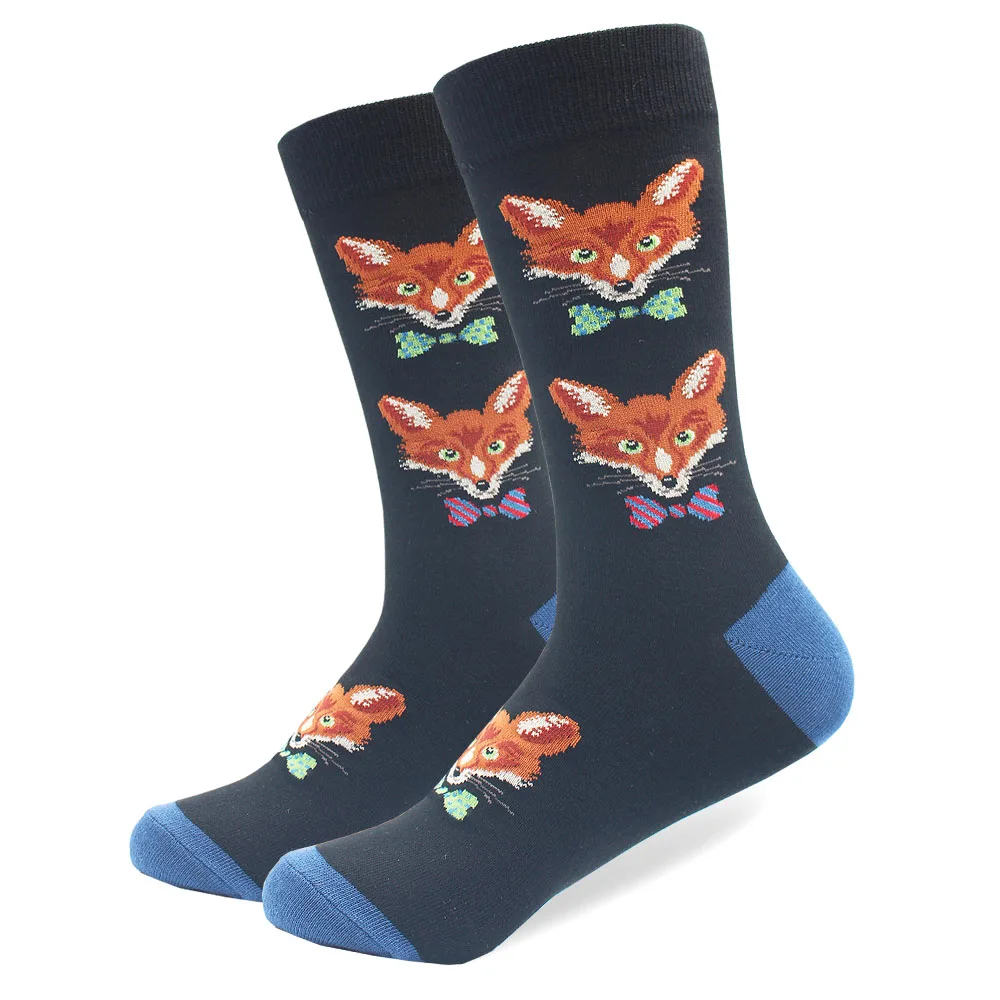 10 Pairs/lot Combed Cotton Socks Men's Long Tube Funny Shark shrimp whale animal Pattern Socks High Quality Crazy Casual Socks