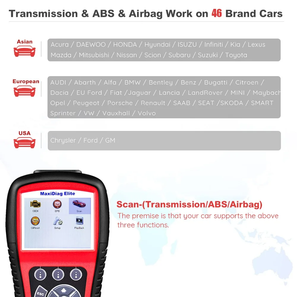 Autel Maxidiag Elite MD802 OBD2 сканер OBD2 Авто сканер Бортовая Система диагностики 2 автомобиля диагностический сканер Eobd автомотоскоп