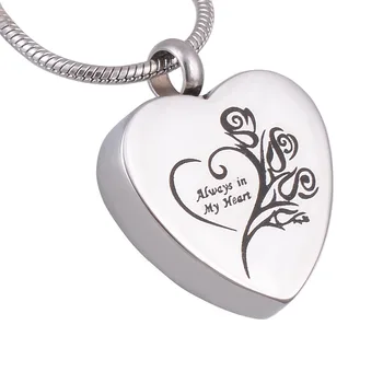 

Stainless Steel Always in My Heart Cremation Jewelry Ashes Urn Necklace funeral jewelry free engraving