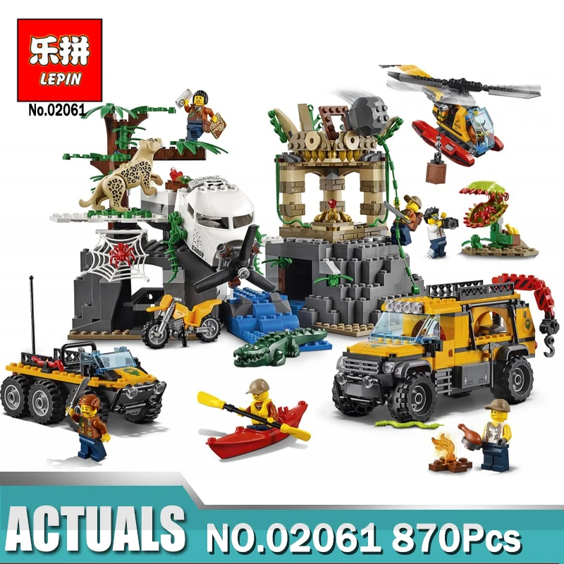 

Lepin 02061 City New Series Exploration of Jungle Building Blocks Bricks DIY Model Set Educational Children Toy 60161 Gift