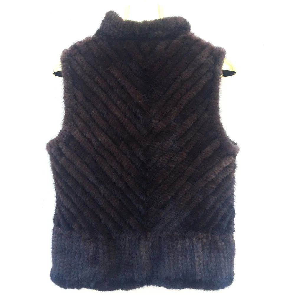 

New Arrival fashion women 100% natural mink fur vest female natural mink fur coat knitted brand casual mink fur gilet