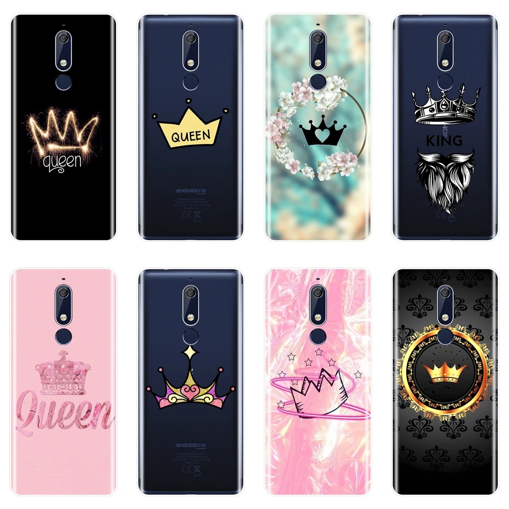 Phone Case For Nokia 2.1 3.1 5.1 6.1 7.1 Silicone Soft Luxury King And Queen Crown Back Cover Plus | Мобильные телефоны и