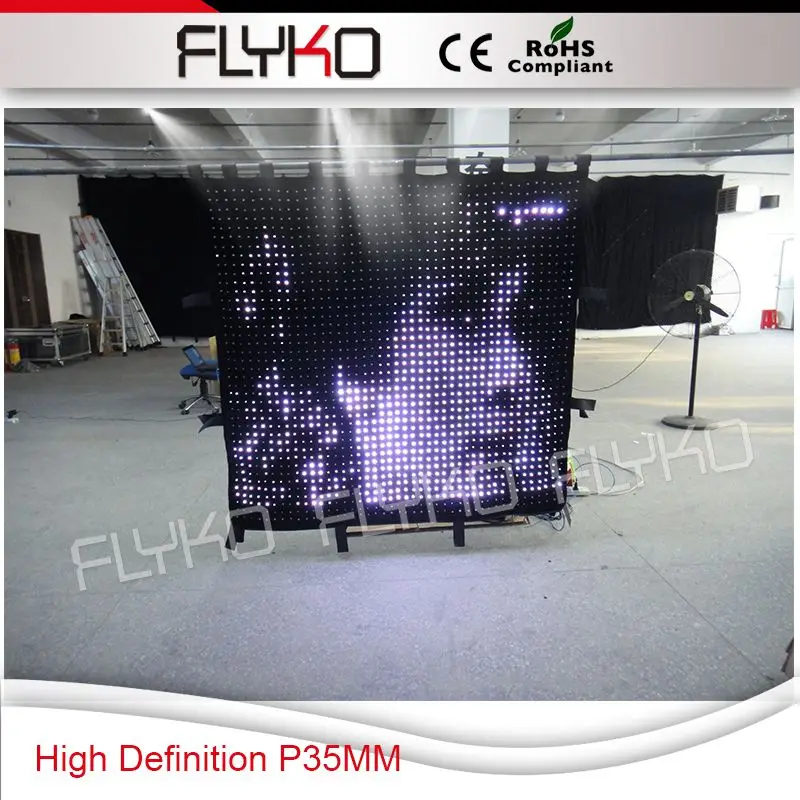 

Free shipping 1.6x1.4m P3.5CM Flykostage party city high definition p35mm led video curtain