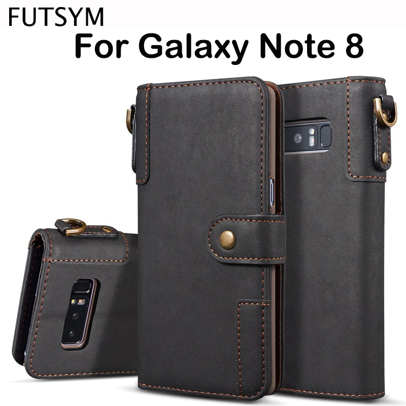 Flip Wallet Cover Genuine Real Leather for Samsung Galaxy Note 8 Case Luxury Ultra Thin Card Holder Key Ring for Samsung Note 8