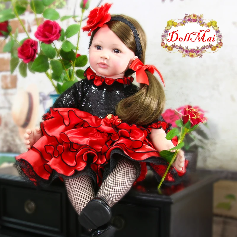

60cm High-end vinyl silicone reborn baby doll toy newborn girl babies princess doll birthday holiday gift bedtime play house toy