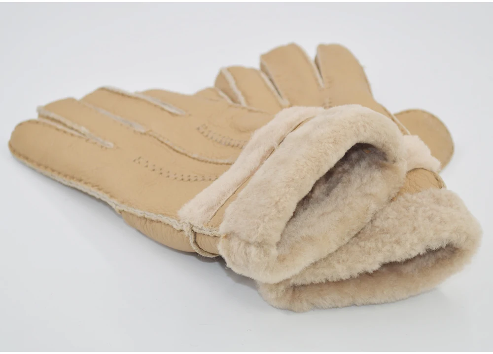 Women New Designer Real Sheepskin Leather Wool Fur Gloves Lovely Girls Sheepskin Leather Very Warm Winter Gloves Mittens