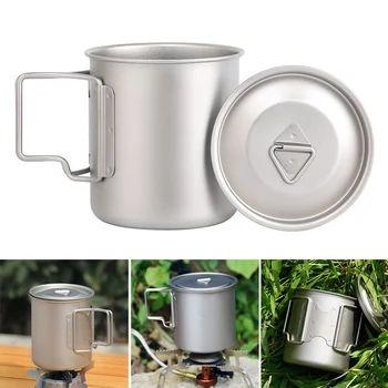 

hot selling Titanium Water Cup 420ml Mug with Lid Portable for Outdoor Picnic Camping Travel &T8