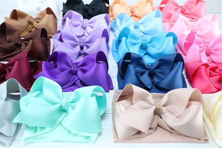 

40pcs/lot Baby Girl Headbands Newborn with Bows 5" Bow Baby Headband Nylon for Girl Bandeau Bebe Fille Headband Baby Turban Bow