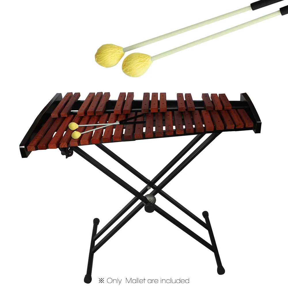 1 Pair Primary Marimba Stick Mallets Xylophone Glockensplel Mallet with Fiberglass Handle Percussion Instrument for Amateurs - Цвет: Yellow