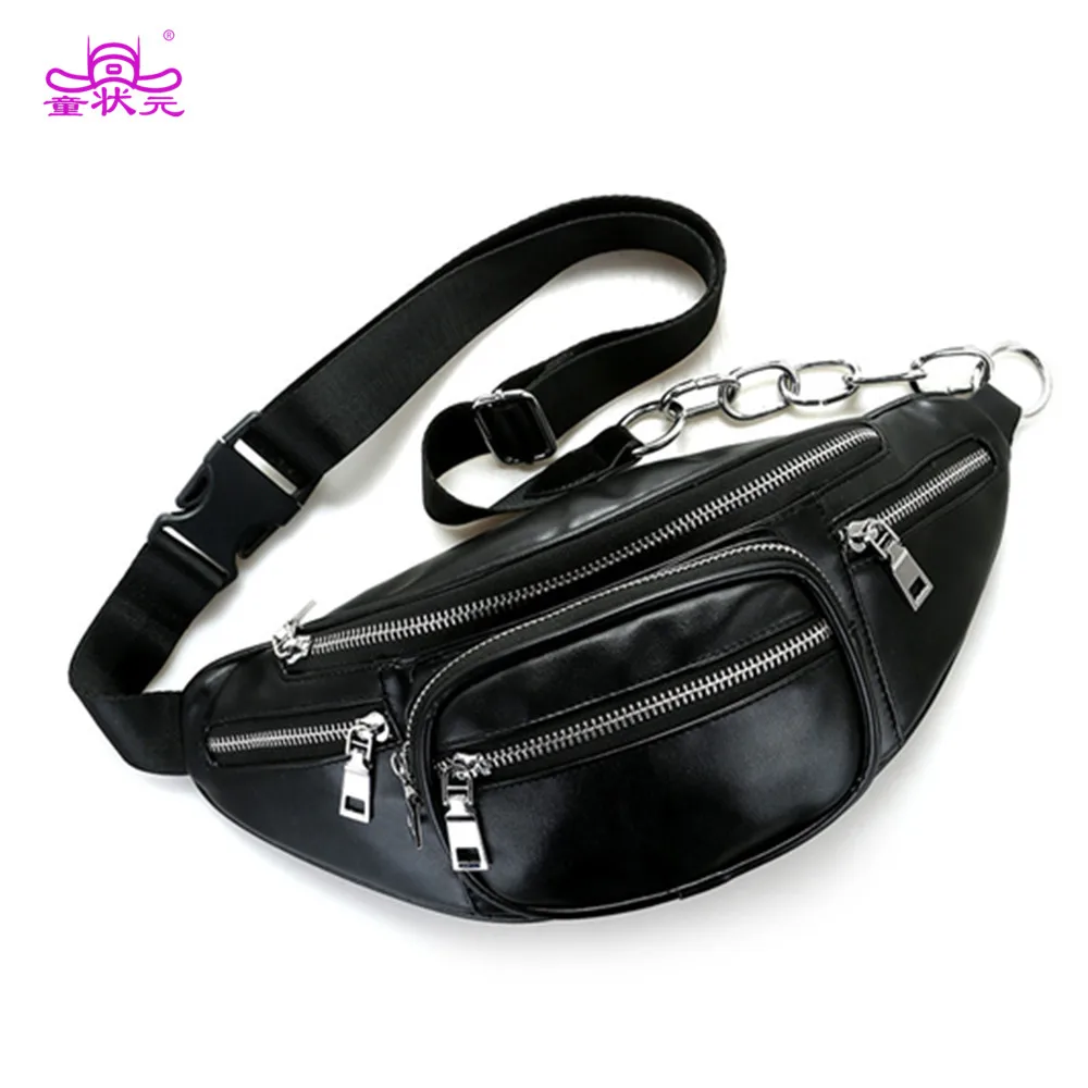 

2018 Crossbody Bags for Women PU Leather Military Shoulder Chest Bag Large Capacity Ladies Handbag Zipper Fanny Waist Pack