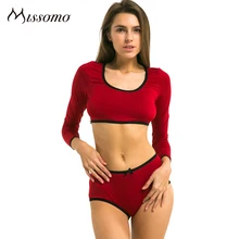 Missomo 2018 New Fashion Women Red Sexy Push Up Lace Wireless Bralettes Underwear Soft Breathable High-Rise Panties Bra Sets
