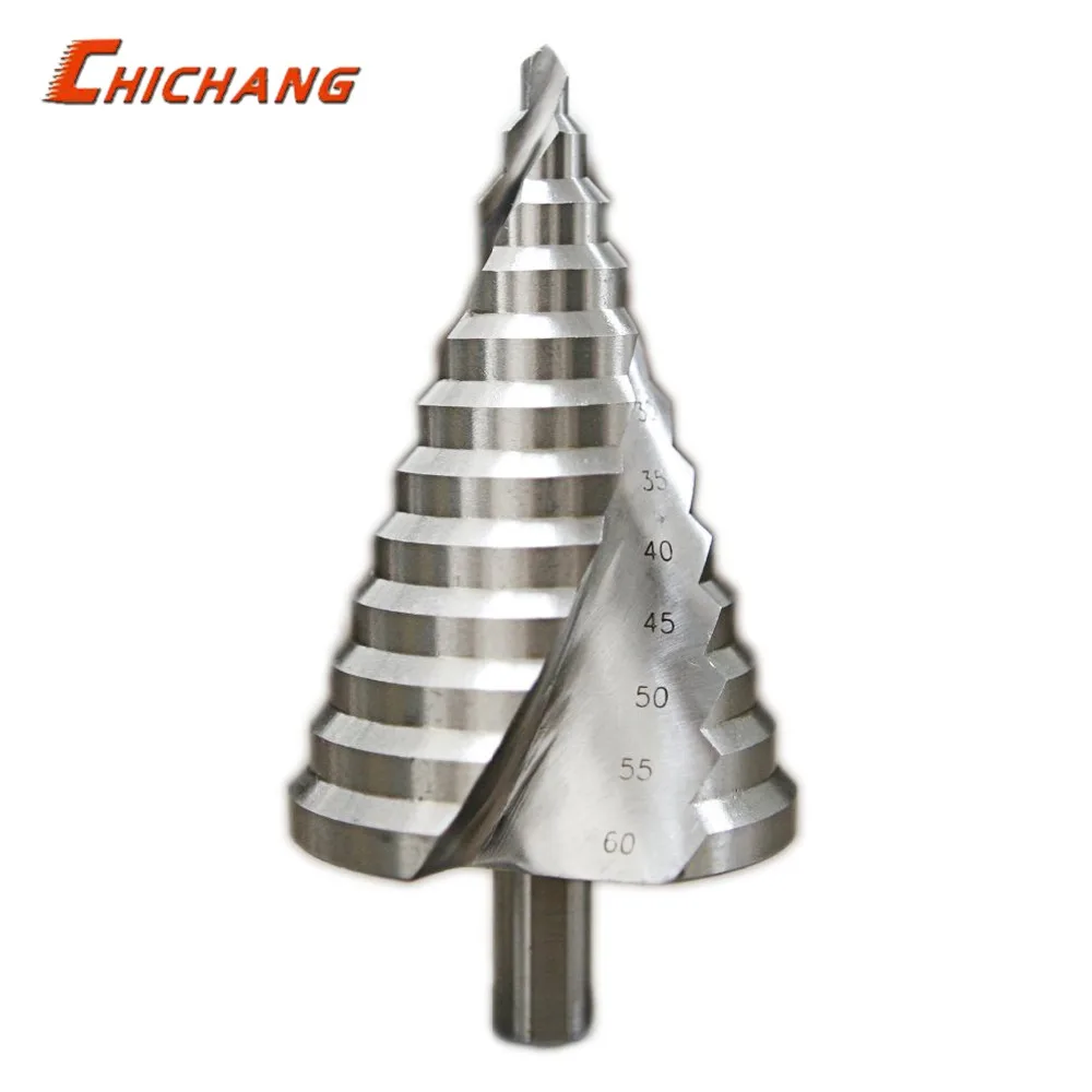 

6-60mm Metric Spiral Groove Step Drill Bit Set 13mm/0.51" Shank Cone Drill Bit Hole Cutter for Wood Stainless Steel Cutting