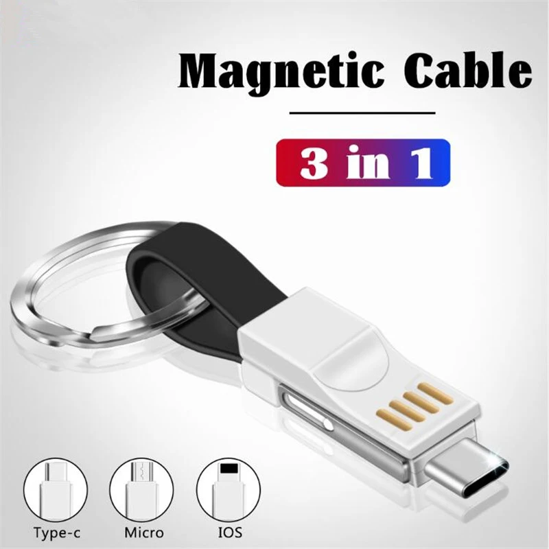 

Oppselve Magnetic Micro USB Cable For iPhone Samsung Type-c Fast Charging Keychain Charger Adapter USB Type C Mobile Phone Cable
