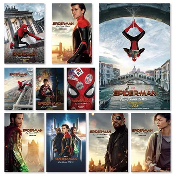 

Spider-Man: Far From Home poster Marvel Superhero Posters and Prints Pictures for Bed Room Home Decor Silk Wall Art