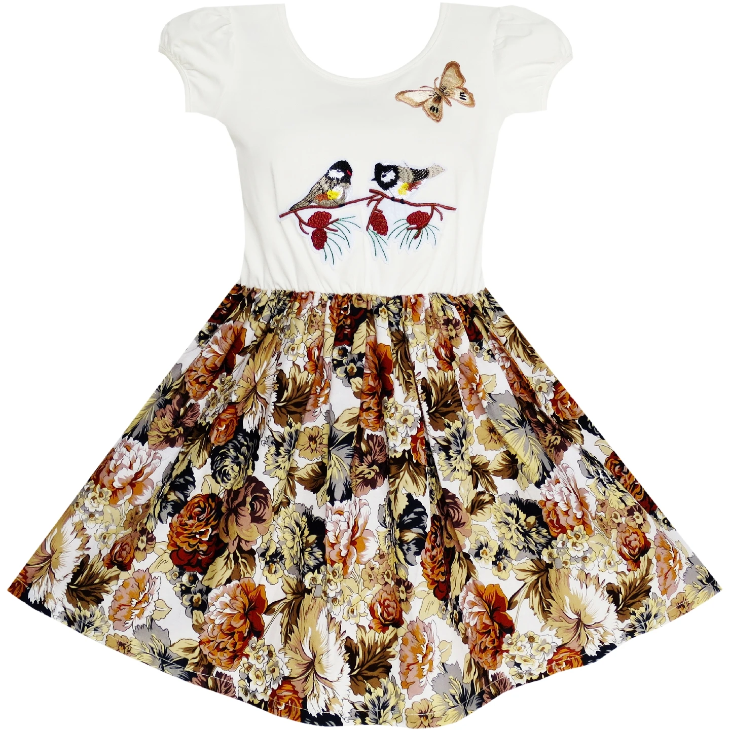 Sunny Fashion платья для девочек платье Цветок Девушка Платье Сбор винограда Птица
