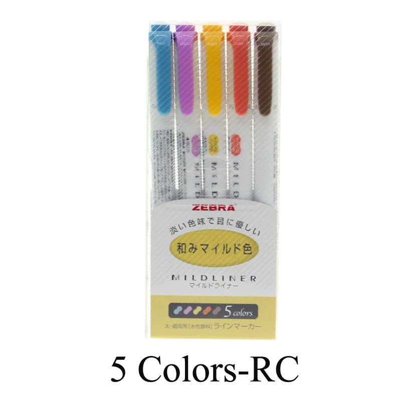 Zebra MILDLINER Маркер Набор ручек Высокое качество двойная головка текстмаркер школьные маркеры 5 цветов WKT7(5C RC NC - Цвет: 5colors RC
