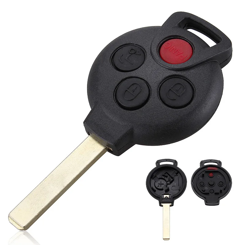 

3+1 Buttons Remote Key Fob Case Shell Key Blade for Mercedes Benz Smart Fortwo Replacement Car Key FOB