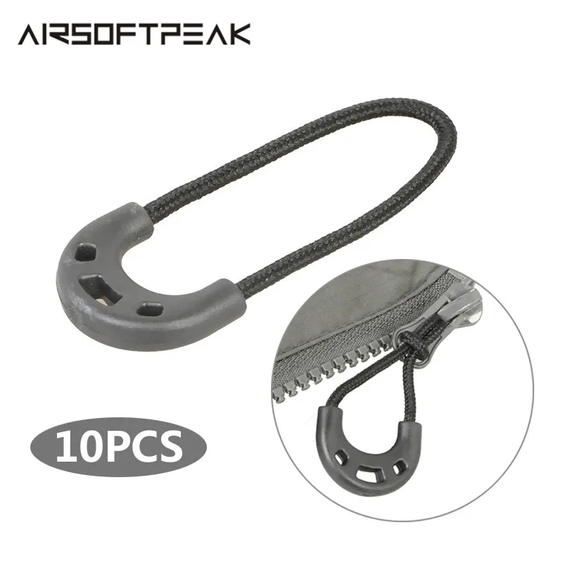 

10Pcs Zipper Pulls Cord Rope Ends Lock Rope Tag Fixer Zip Cord Tab Replacement Clip Buckle Tools For Outdoor Hunting Bags Suits
